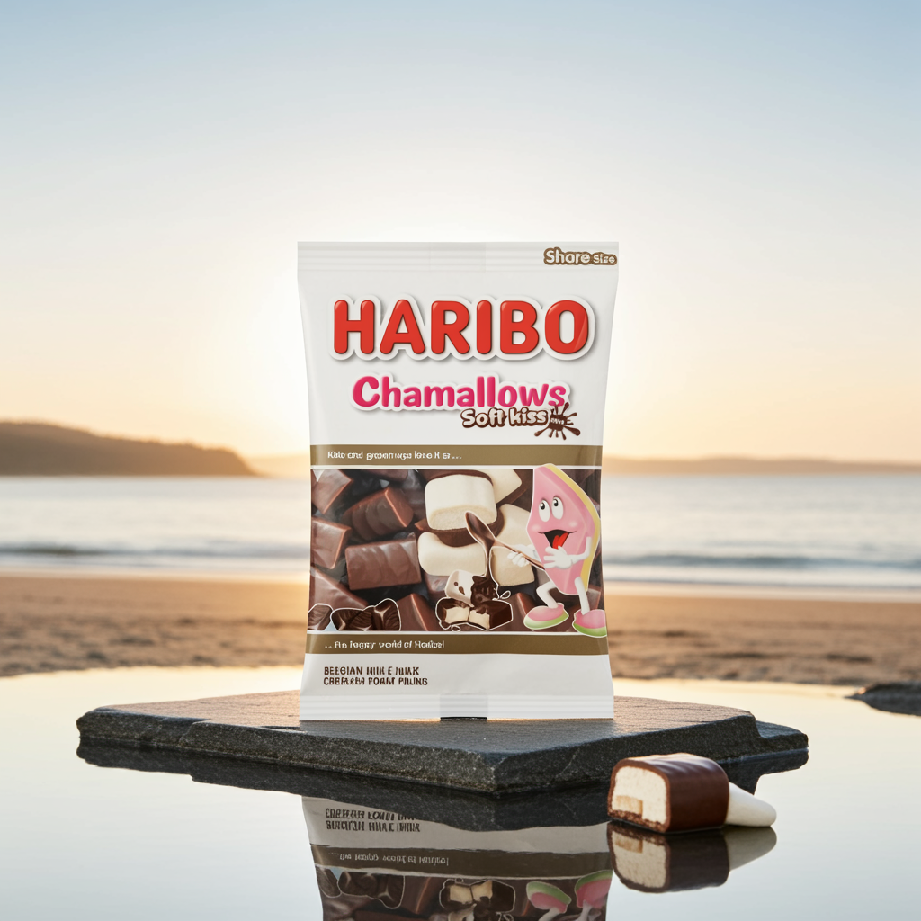 HARIBO Soft Kiss met zachte marshmallow en knapperige Belgische melkchocolade